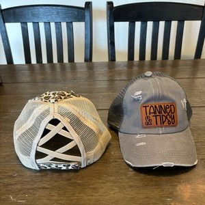 Hat that I made myself. Brand new never worn. Pony tail hat